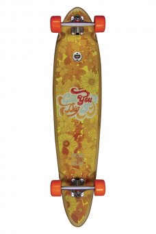 Dusters - Dig It Bamboo Orange 40" x 9.0" Wheel Base 26.75", Pin-tail shape, flexy Bamboo construction with fiber glass,Slant 180mm reverse kingpin, 70x46mm 78A